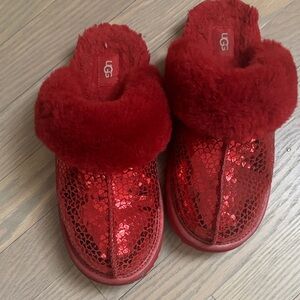 UGG Sparkling Red Sequin Slippers